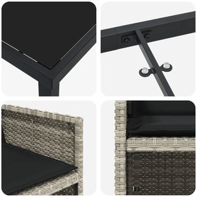 Conjunto de Jantar de 5 Peças vidaXL com Almofadas Cinza Claro de Ratt