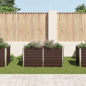 Canteiro de jardim elevado 160x80x77cm aço galvanizado castanho