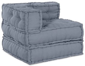 vidaXL Sofá Pouffe Modular 3 Lugares que Vira Cama em Tecido Cinza