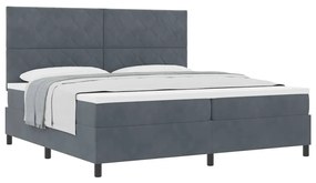 Cama Box Spring com Colchão VidaXL Cinza Escuro 200x200 cm Veludo