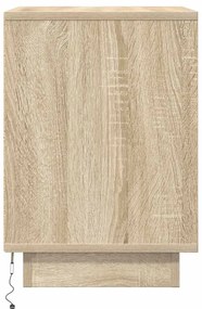 Mesas cabeceira c/ luzes LED 2 pcs 38x34x50cm carvalho sonoma