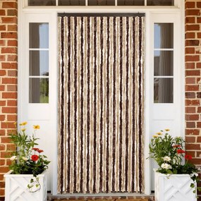 vidaXL Cortina anti-insetos 118x220 cm chenille bege e castanho-claro