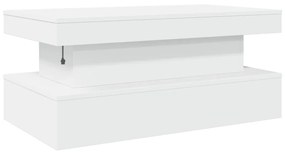 Mesa de centro com luzes LED 90x50x40 cm branco