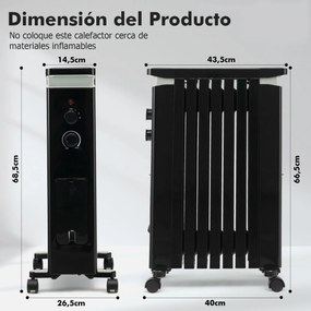 Radiador de Óleo Portátil "ThermaHeat" – 1500W com Termostato e Ajuste