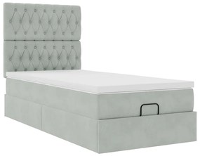 Estrutura cama otomana colchões 90x200 cm veludo cinzento claro
