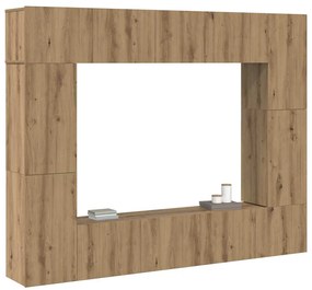 Conjunto de móvel de TV com prateleira 8 pcs carvalho artisiano