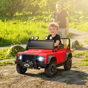 Carro Elétrico para Crianças com Licença Land Rover 12V Controlo Remoto Sistema de Suspensão USB MP3 Velocidade Ajustável Faróis 115x61x61 cm Vermelho
