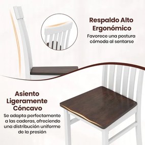 Conjunto de 2 cadeiras de jantar (MESA NÃO INCLUIDA) com encosto de ripas e assento em madeira de borracha Suporte de 150 kg para cozinha, sala de est