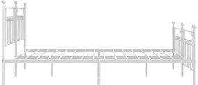 Estrutura de cama com cabeceira e pés 193x203 cm metal branco