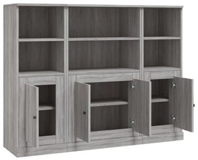 Armários altos 3 pcs derivados de madeira cinzento sonoma
