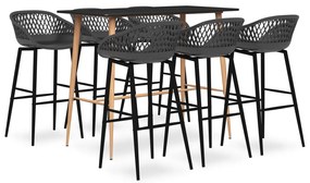 vidaXL 7 pcs conjunto de bar preto e cinzento
