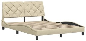Estrutura de cama sem colchão 140x200 cm tecido cor creme