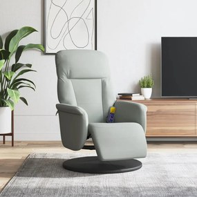 vidaXL Cadeirão massagens reclinável + apoio de pés veludo cinza-claro