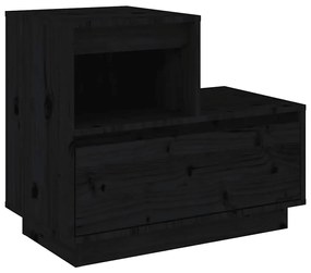 Mesas de cabeceira 2 pcs 60x34x51 cm pinho maciço preto