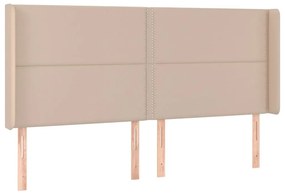 Cabeceira cama c/ LED couro artif. 203x16x118/128 cm cappuccino