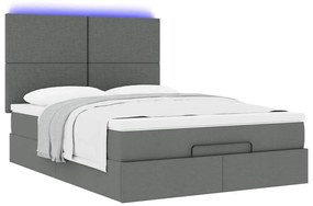 Estrutura de cama otomana com colchão 140x190cm cinzento escuro