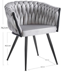 Cadeira Widny Black Veludo - Cinza claro
