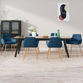 vidaXL Cadeiras de jantar 6 pcs veludo azul