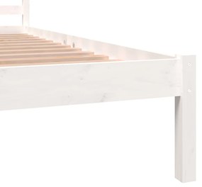 Estrutura de cama pequena casal 120x190 cm pinho maciço branco