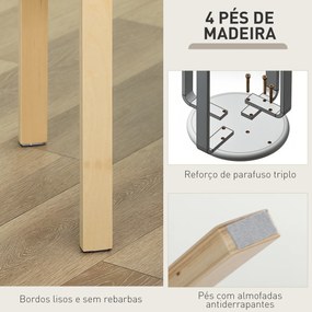 Conjunto de 4 Bancos Empilháveis Redondos (MESA NÃO INCLUIDA) Bancos Baixos de Cozinha com Assento Acolchoado Ø40x45 cm Castanho e Madeira