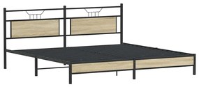 Estrutura de cama sem colchão 200x200cm metal carvalho sonoma