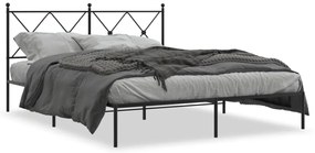 Estrutura de cama com cabeceira 160x200 cm metal preto