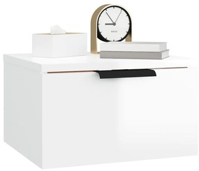 Mesas de cabeceira parede 2 pcs 34x30x20 cm branco brilhante