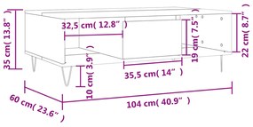 Mesa de centro 104x60x35cm derivados de madeira cinzento sonoma