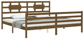 Estrutura cama c/ cabeceira 200x200cm maciço castanho-mel