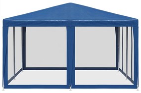 Tenda p/ festas c/ 8 paredes laterais malha 4x4 m PEAD azul