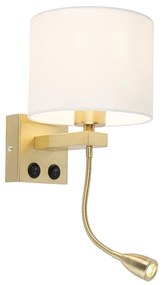 Candeeiro de parede Art Déco dourado com abat-jour branco - Brescia