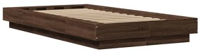 Estrutura cama c/ luzes LED derivados madeira carvalho castanho