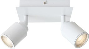 Foco de banheiro moderno branco quadrado 2 luzes IP44 - Ducha