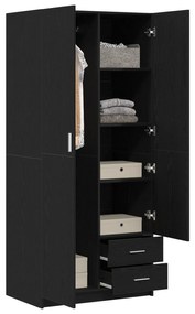 Guarda-roupa vidaXL Preto Carvalho 80x52x180 cm Madeira de engenharia