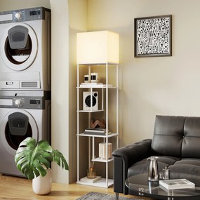 Candeeiro de Pé com Prateleiras Brilho e Temperaturas de Cor Ajustáveis 3000K-6500K e Temporizador 40x29x171 cm Branco