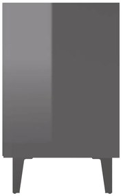 Mesas cabeceira pernas metal 2 pcs 40x30x50 cm cinza brilhante