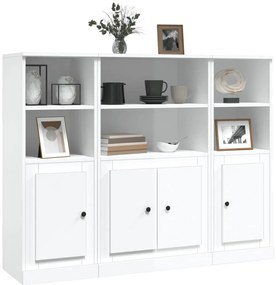 Aparadores altos 3 pcs derivados de madeira branco brilhante