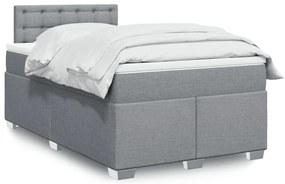 Cama boxspring com colchão 120x190 cm tecido cinzento-claro
