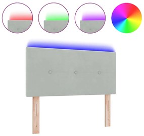 Cabeceira LED vidaXL Com Botões Estofada Cinza Claro 80 cm em Veludo