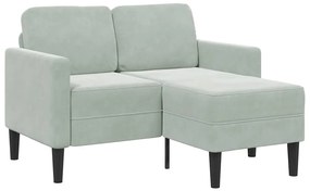 vidaXL Sofá 2 lugares com Chaise em L 125 cm veludo cinzento-claro