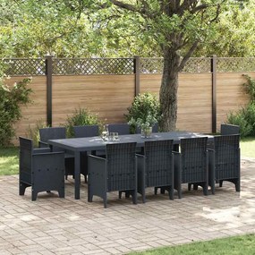 vidaXL Conjunto de Jantar de 11 Peças Antracite Polirattan