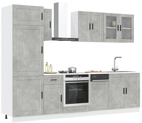 vidaXL 8 peças armário de cozinha conjunto Kalmar cinzento cimento