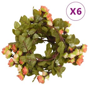 Grinaldas de flores de Natal 6 pcs 215 cm vermelho pôr-do-sol