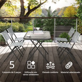 Conjunto de Refeição Mesa e 4 Cadeiras Dobráveis Conjunto de Refeição