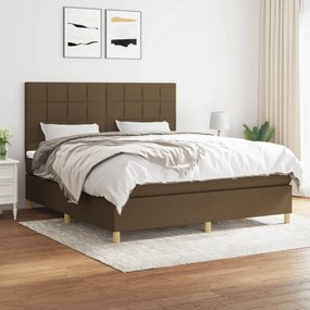 vidaXL Cama com molas/colchão 180x200 cm tecido castanho-escuro