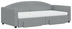 Sofá-cama c/ gavetão e gavetas 90x190 cm tecido cinzento-claro