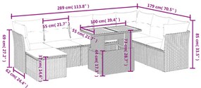 9 pcs conjunto de sofás p/ jardim com almofadões vime PE bege