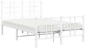 Estrutura de cama com cabeceira e pés 120x200 cm metal branco