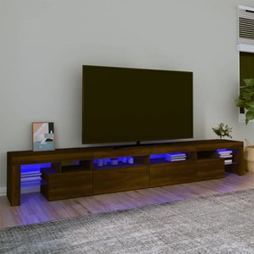 vidaXL Móvel de TV com luzes LED 260x36,5x40 cm cor carvalho castanho