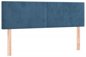 Cama box spring c/ colchão/LED 140x200 cm veludo azul-escuro